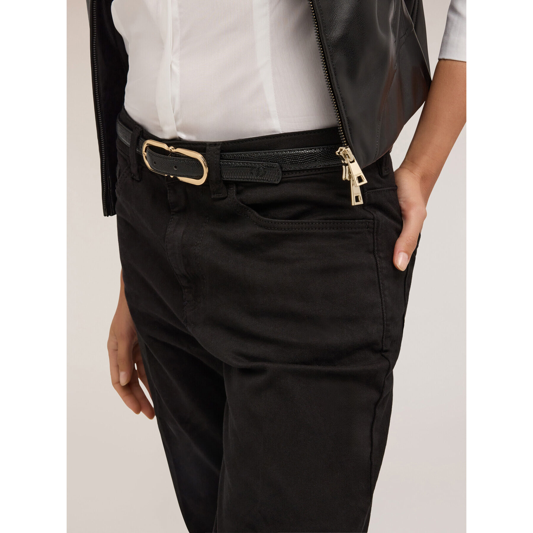 Motivi - Cintura lizard con fibbia - Nero