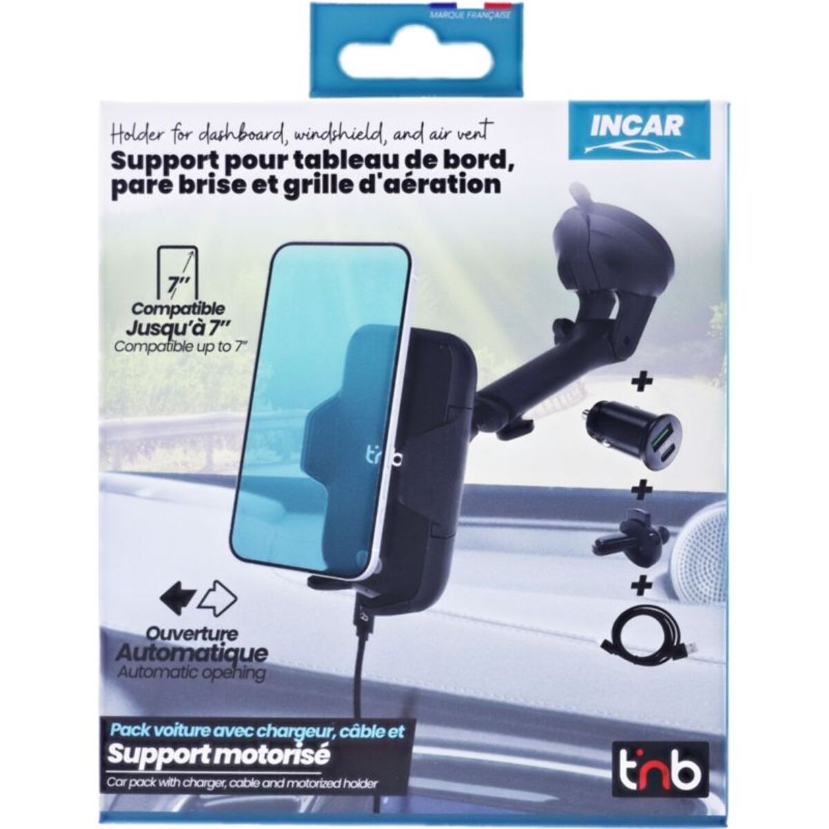 Support smartphone TNB voiture motorisé 3 en 1 avec chargeur