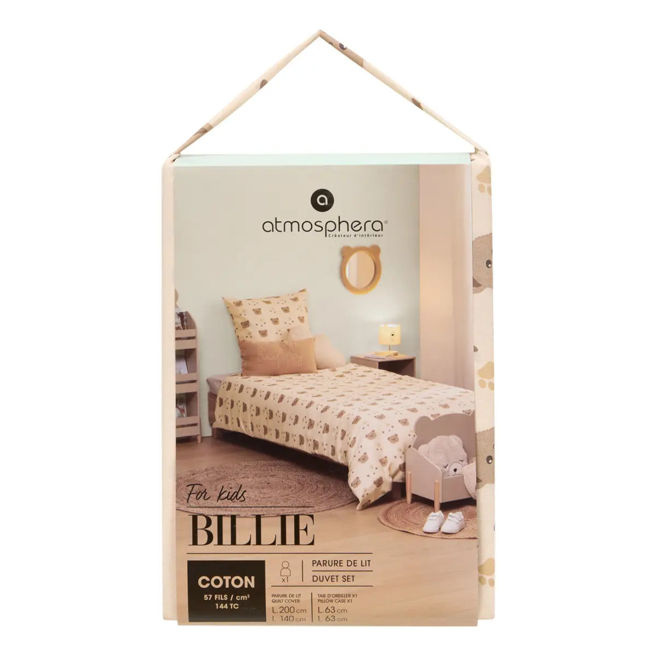 Parure de lit imprimée Billie 140x200 motif ours