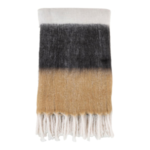Sintra Plaid in Lana e Poliestere Bianco Grigio Marrone con Frange