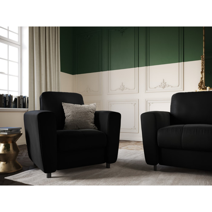 Fauteuil "Audra" en velours noir