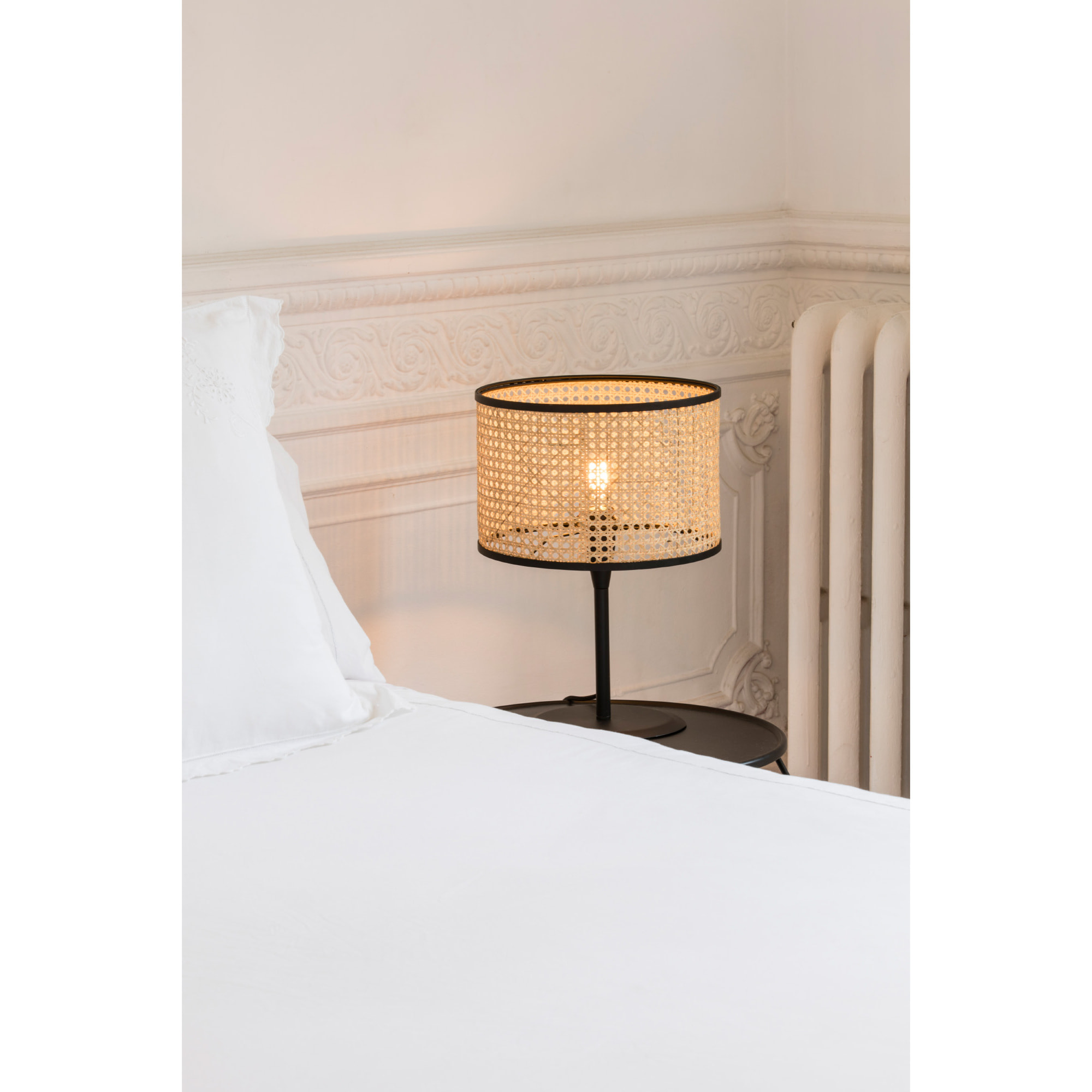 MAMBO Lampe de table noire/rotin