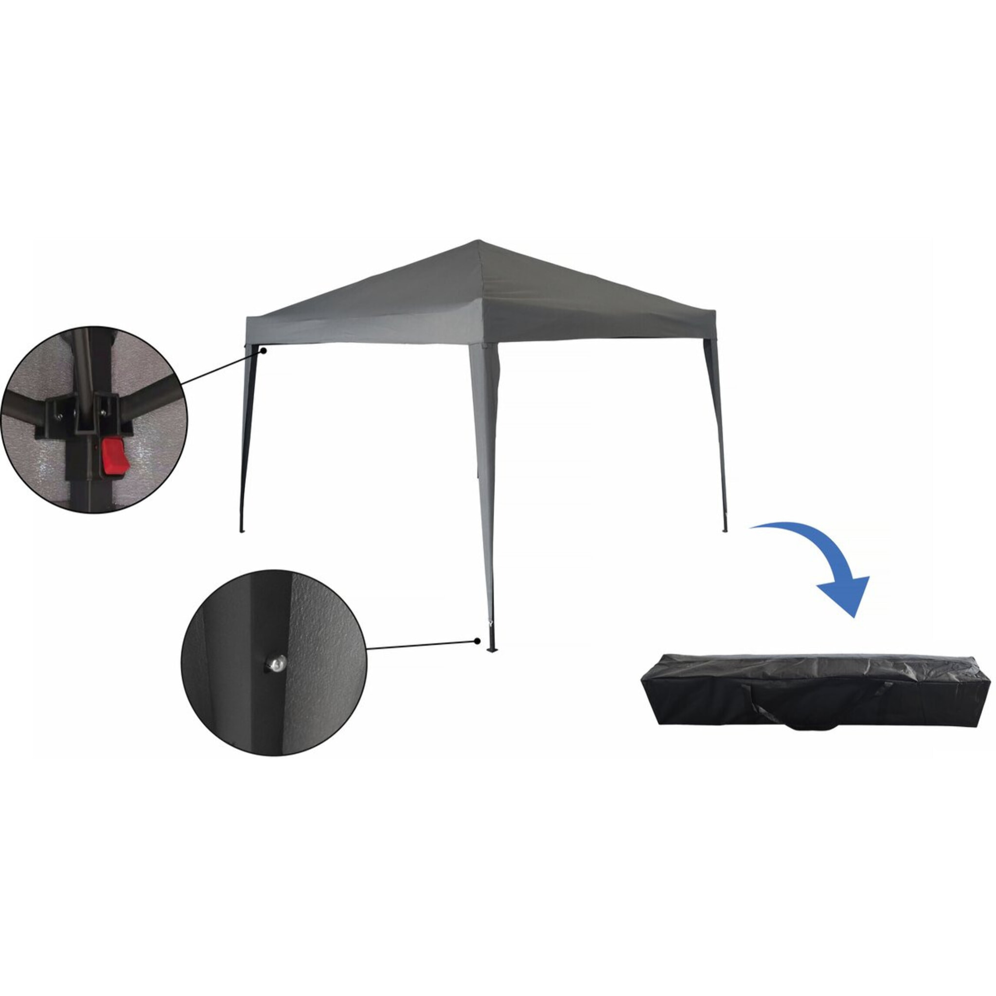 Tonnelle de jardin pliante "Svetlana 3" - 9 m² - 3 x 3 m - Gris