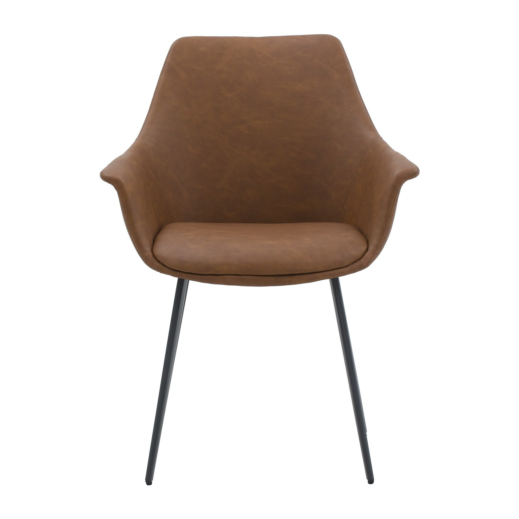Set di 2 sedie MIRASIERRA in similpelle marrone e gambe in metallo nero, con braccioli