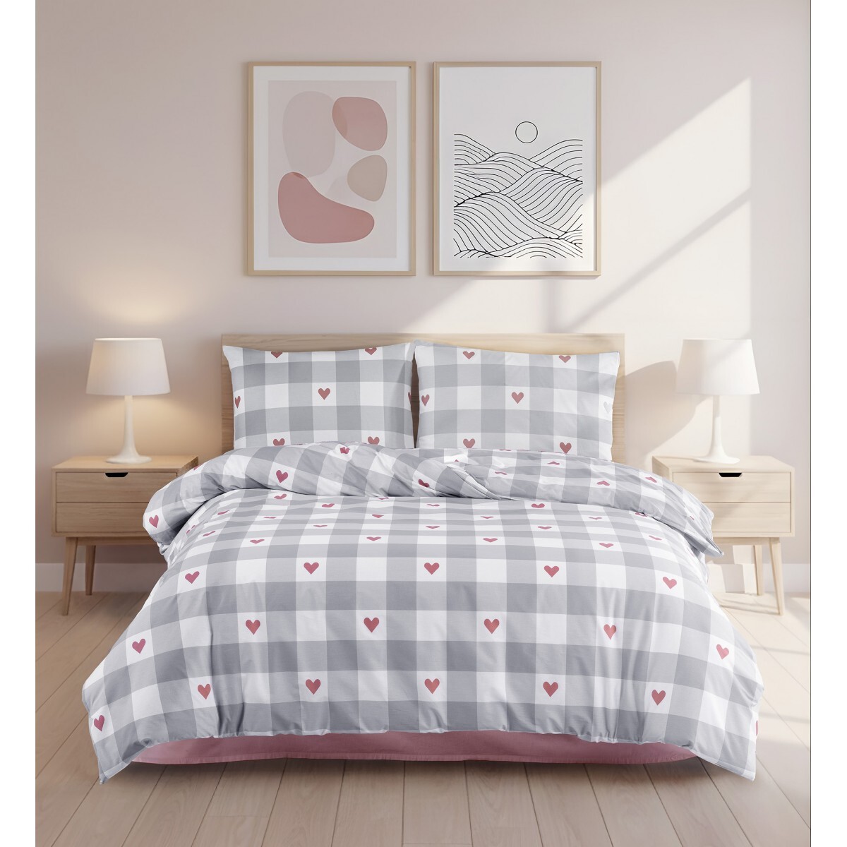 Parure housse de couette et taie(s) d'oreiller coton imprimé