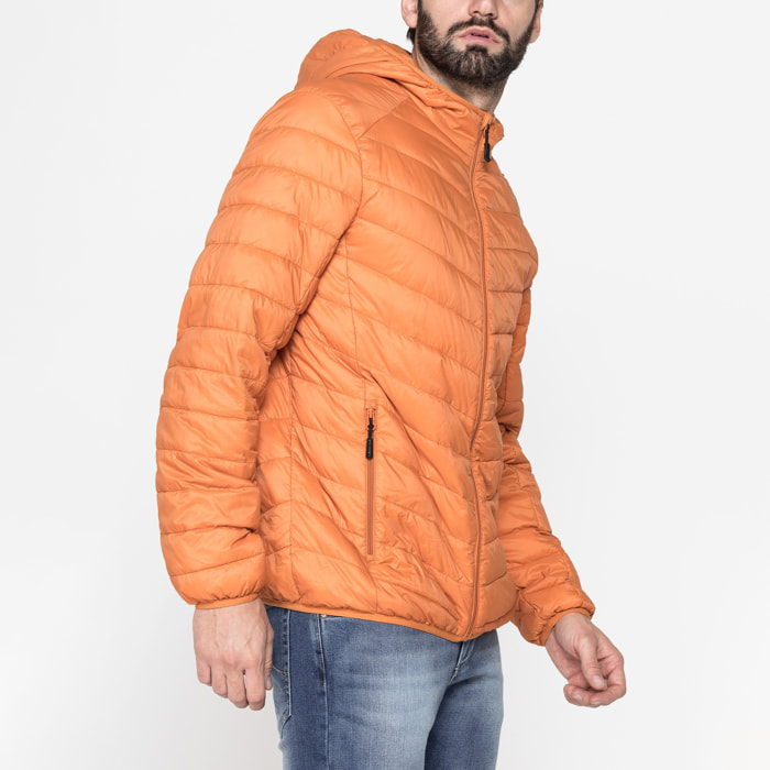 GIUBBINO MANICA LUNGA CON CAPPUCCIO ULTRA LIGHT - TESSUTO ED IMBOTTITURA IN MATERIALE RICICLATO