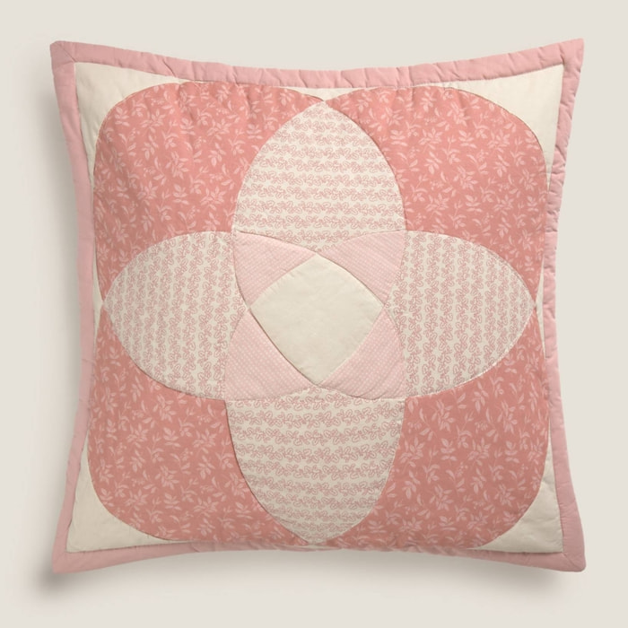 Funda de cuadrante algodón patchwork geométrico Ritpat color rosa 100% Algodón