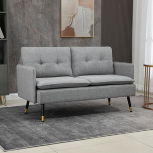 Sofá de 2 Plazas Moderno Sofá de Salón Tapizado en Poliéster con 4 Cojines Reposabrazos y Patas de Acero para Dormitorio Oficina Carga 240 kg 139x68x80 cm Gris