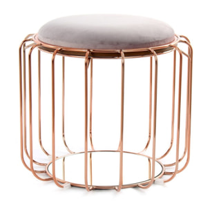 Tavolino e Pouf 2 in 1 Comfortable in Velluto Lilla e Oro Rosa