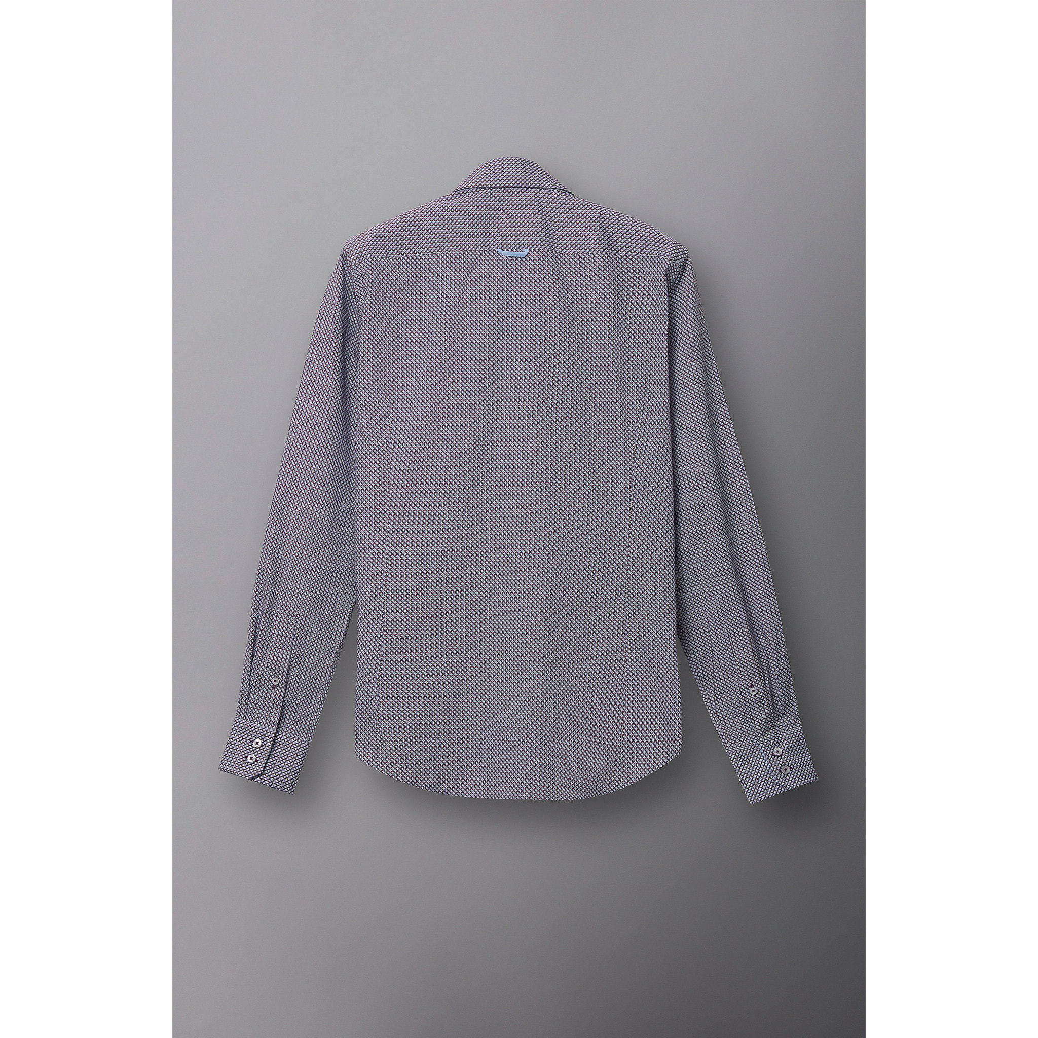 Camicia Uomo 2 Bottoni Button Down 7bottoni Doppio Coll Popeline Stampato Bianco e Viola