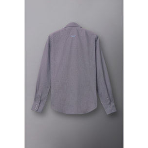 Camicia Uomo 2 Bottoni Button Down 7bottoni Doppio Coll Popeline Stampato Bianco e Viola