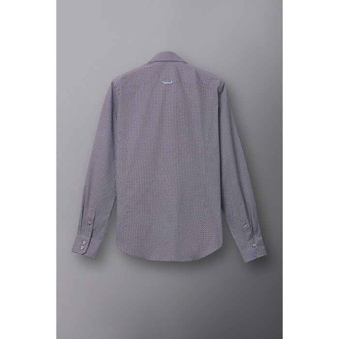 Camicia Uomo 2 Bottoni Button Down 7bottoni Doppio Coll Popeline Stampato Bianco e Viola