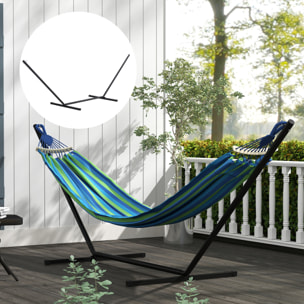 Support pied de hamac structure robuste métal époxy noir dim. 3,60L x 0,92l x 1,15H m