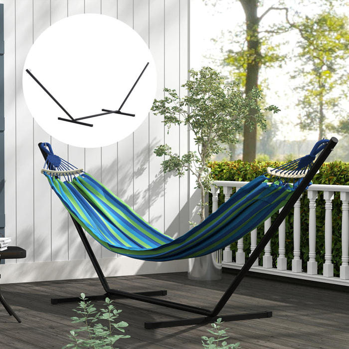 Support pied de hamac structure robuste métal époxy noir dim. 3,60L x 0,92l x 1,15H m