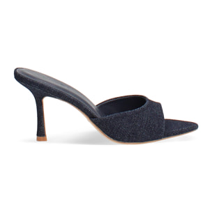Mules punta abierta vaquero tacón 8,5 cm