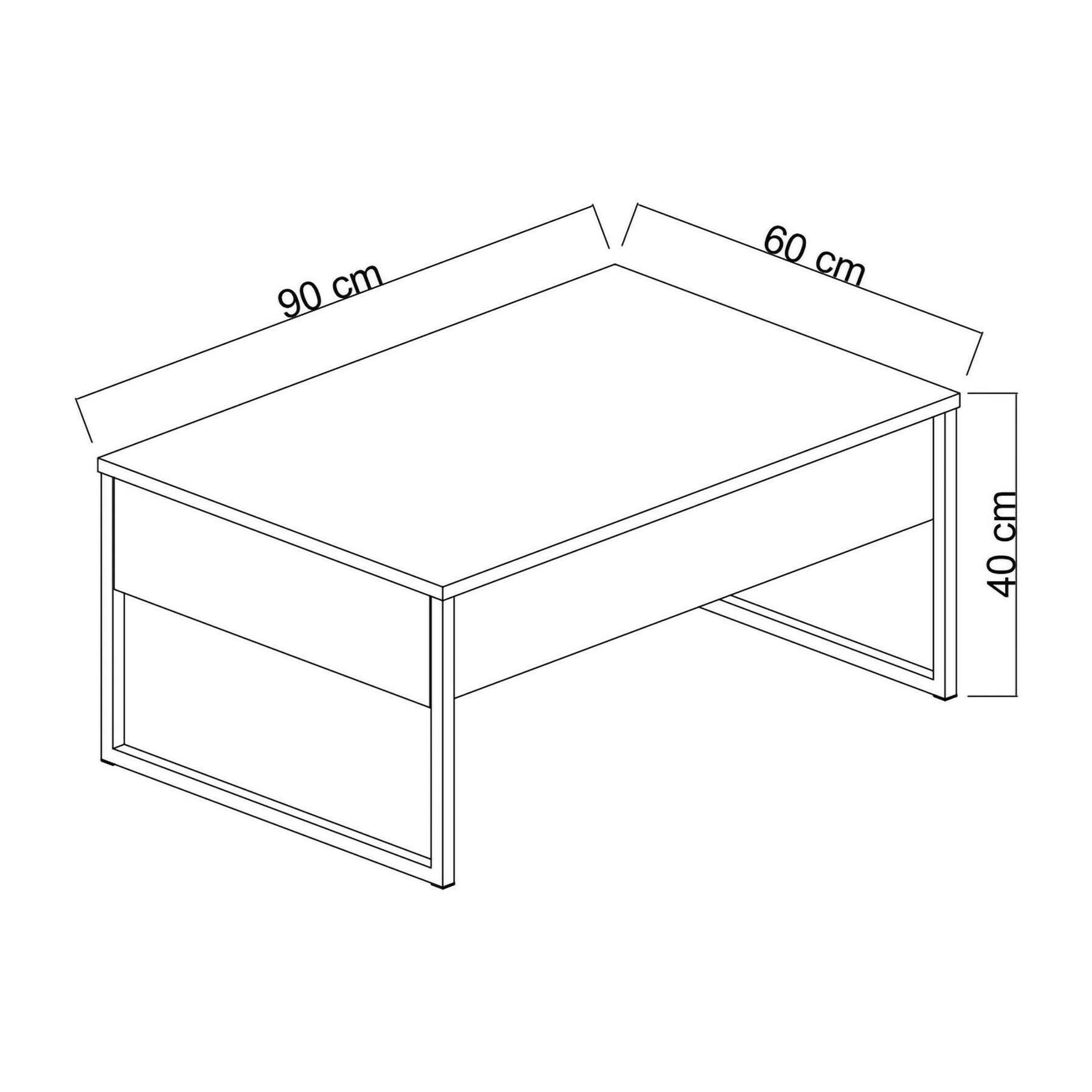 Tavolino da salotto Dgiagnon, Tavolo basso da caffè, Portariviste per divano, Ripiano da soggiorno, 90x60h40 cm, Antracite e Nero