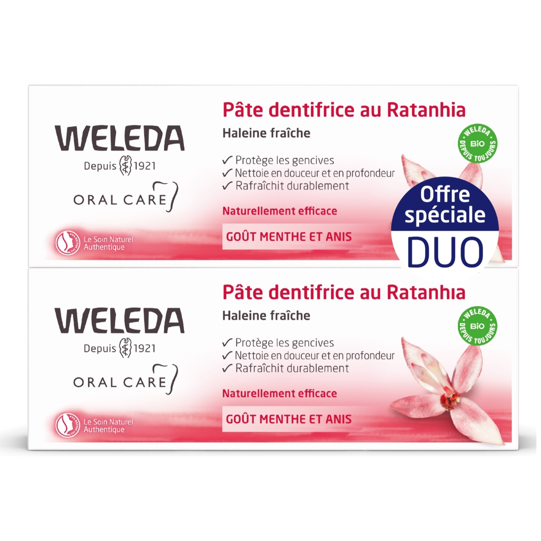 WELEDA - Duo Pâte dentifrice au Ratanhia - 2x75 ml
