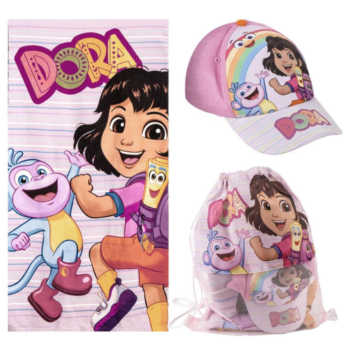 Set de Toalla de Dora La Exploradora - 70x140x1 cm - Color:Rosa