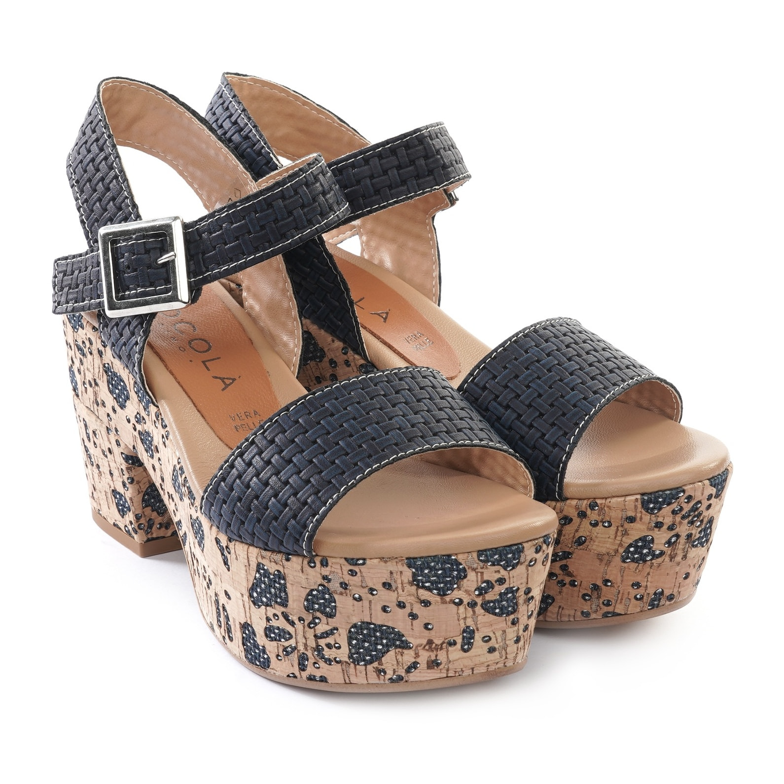 SANDALO PLATFORM FASCIA CHOCOLA' BLU