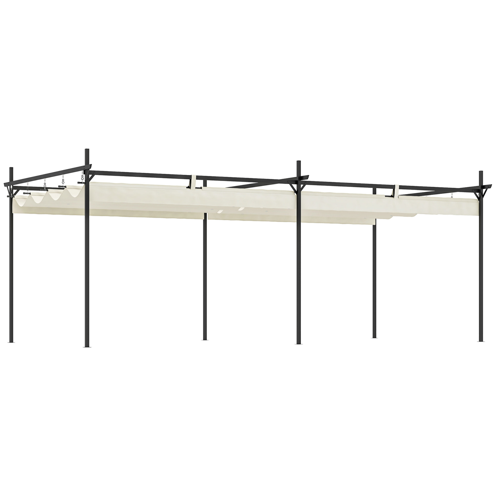 Pérgola con Techo Retráctil Pérgola de Aluminio 6x3 m Cenador con Tela de Poliéster Anti-UV Resistente al Agua Pabellón para Jardín Patio Terraza Exterior Crema