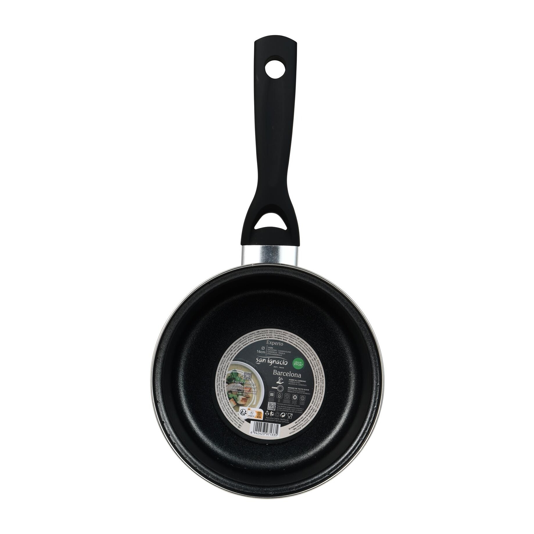 Cazo ø16 cm acero al carbono en color negro, antiadherente y resistente expert barcelona san ignacio