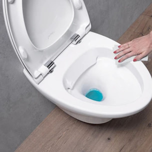 WC suspendu compact sans bride Nouvelle Vague + abattant Economie d'eau