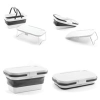 Cesta da picnic pieghevole con coperchio-tavolo Pickning - grigio e bianco - 16 L - 47,3 x 9-24,5 x