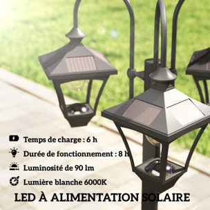 Lampadaire extérieur 3 têtes LED avec bac à fleurs noir