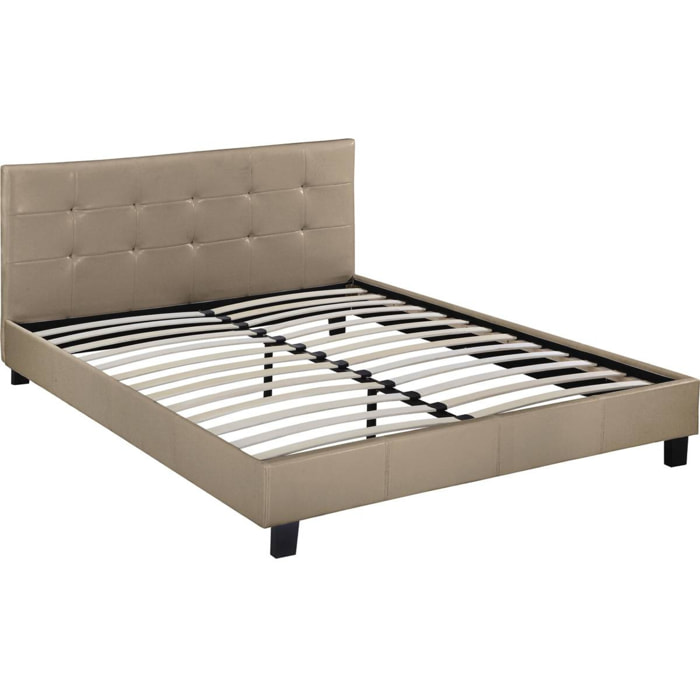 Lit double en pvc "Julia" - 160 x 200 - Taupe