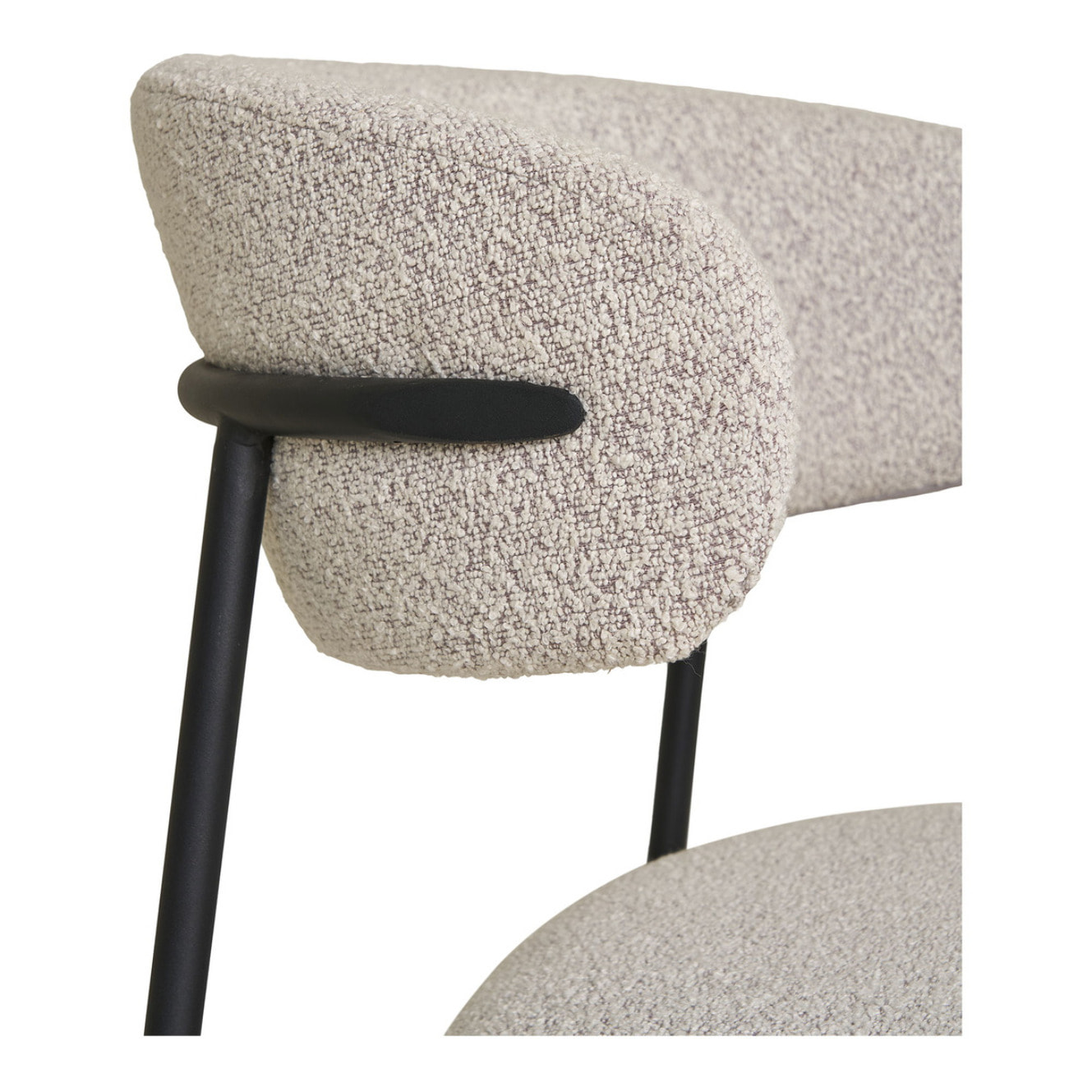 Set 2 sedie da pranzo Mira in Bouclé Sabbia con Gambe Nere