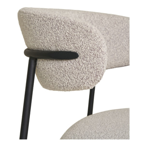 Set 2 sedie da pranzo Mira in Bouclé Sabbia con Gambe Nere