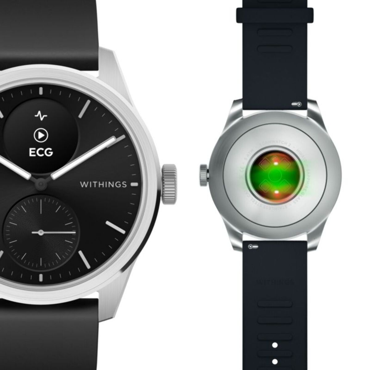 Montre santé WITHINGS Scanwatch 2 42mm Noire + bracelet Cuir offert