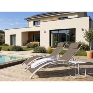 Bain de soleil en aluminium "Beauty" - Phoenix - Taupe - Lot de 2