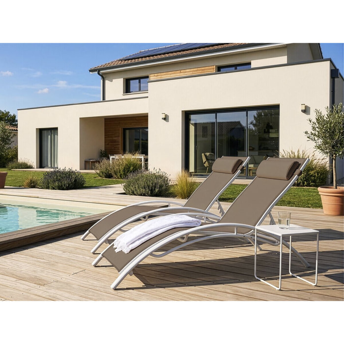 Bain de soleil en aluminium "Beauty" - Phoenix - Taupe - Lot de 2