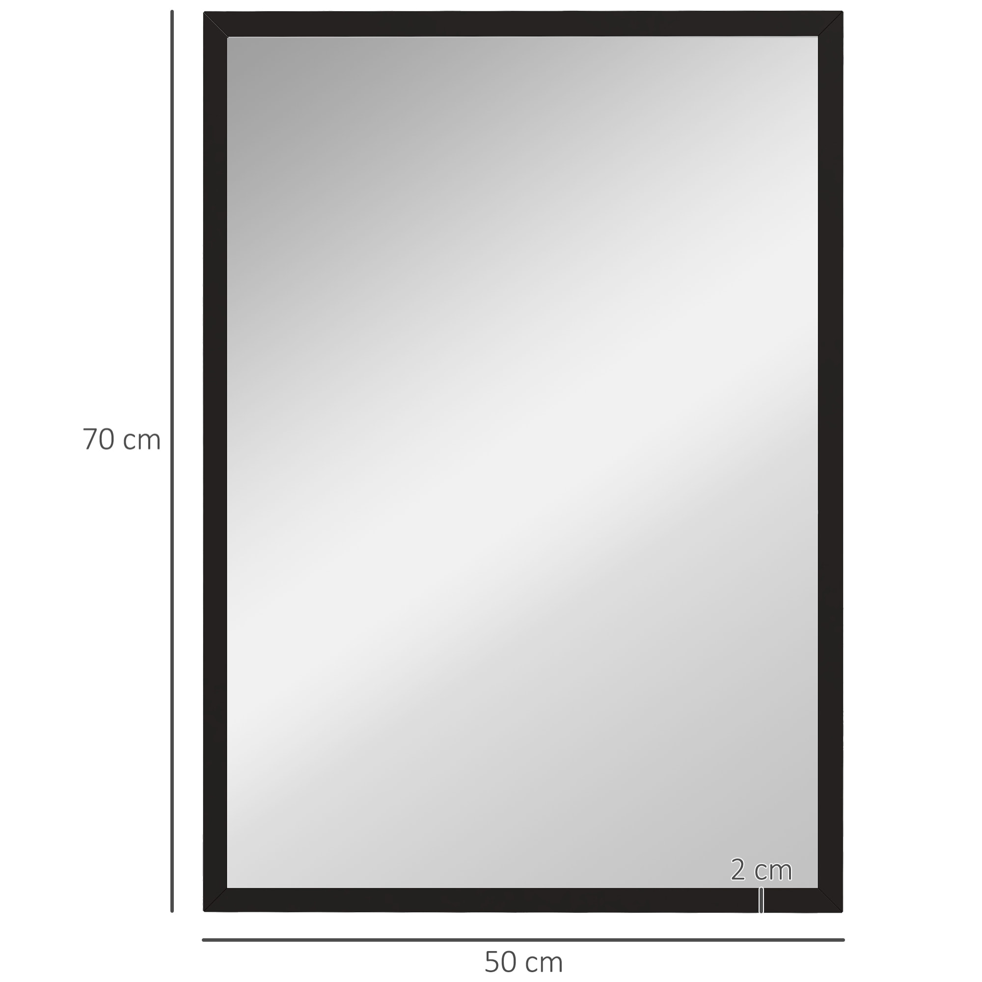 Miroir mural rectangulaire dim. 50L x 70H cm cadre MDF noir