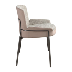 Silla Angel Cerdá con asiento tapizado en tela gris y respaldo tapizado en tela aterciopelada marrón patas de acero inoxidable oscurecido 58x54x76cm