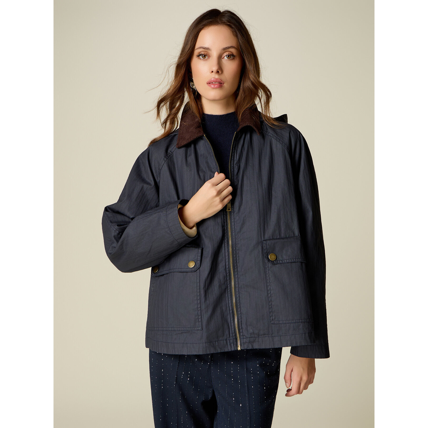 Oltre - Trench corto con interno staccabile - Blu