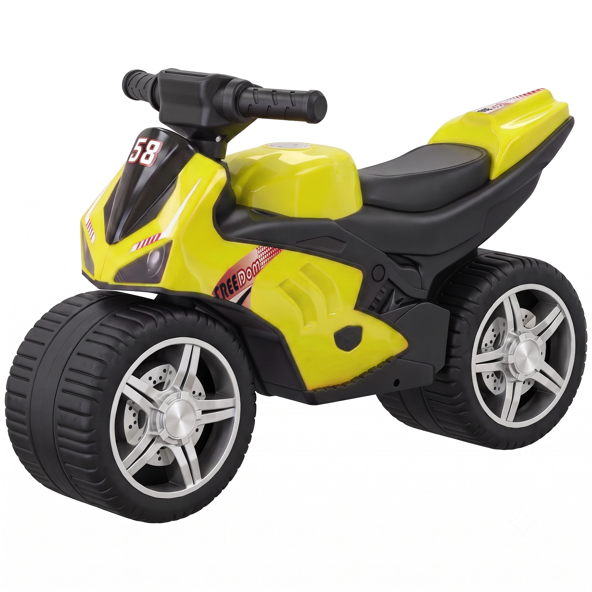 Draisienne moto de course larges roues effets sonores jaune vert