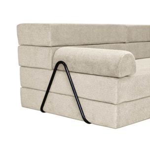 Astral - Canapé 3 places convertible en velours texturé - Beige