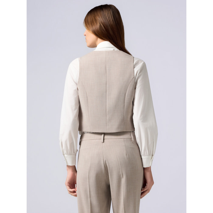 Oltre - Gilet corto misto viscosa - Beige