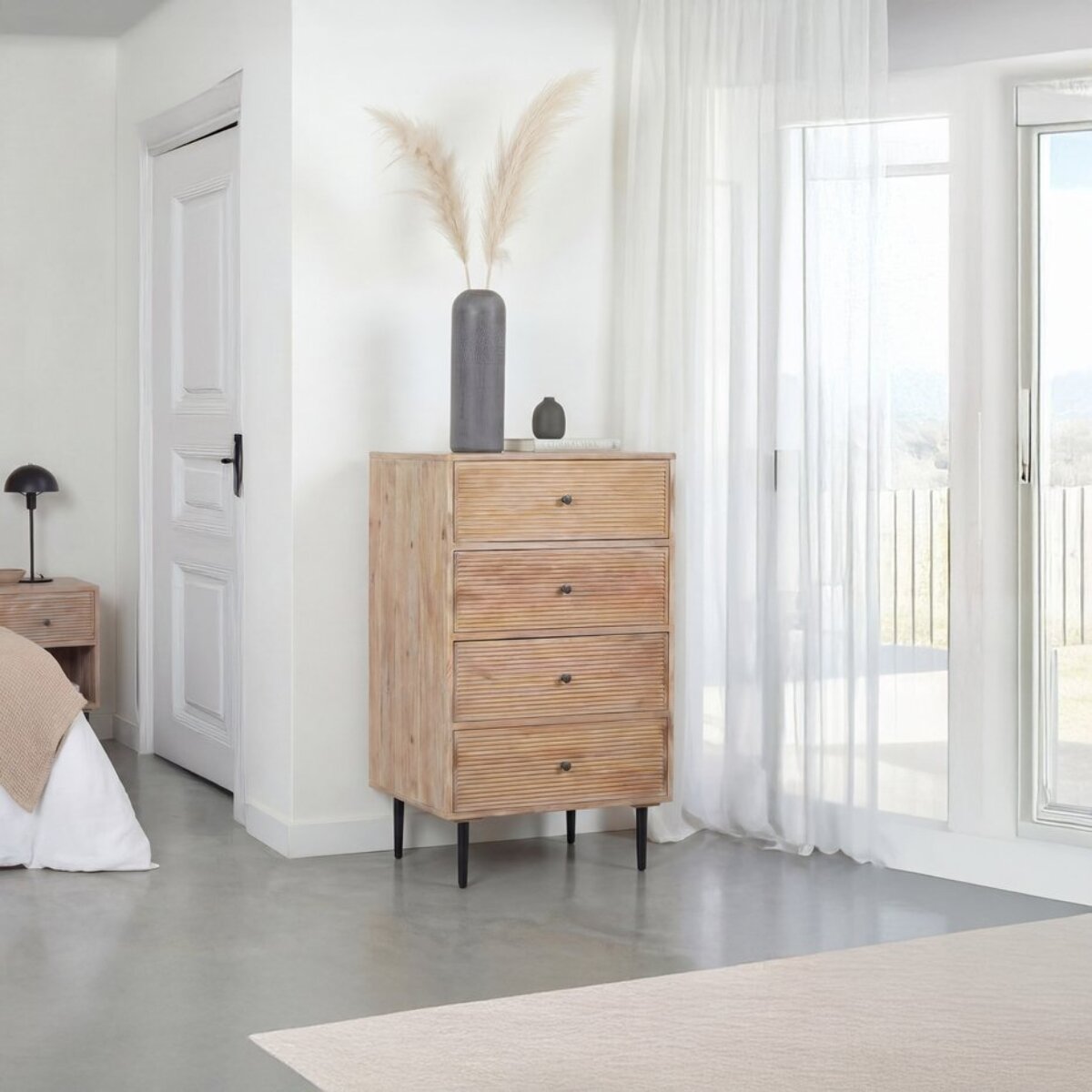 Chiffonnier Boreal -bois massif de manguier-couleur bahamas naturelles 60 x 107 x 45 cm