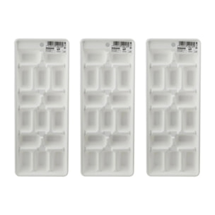 Lot de 3 bacs à glaçons de 15 glaçons en plastique blanc Fackelmann