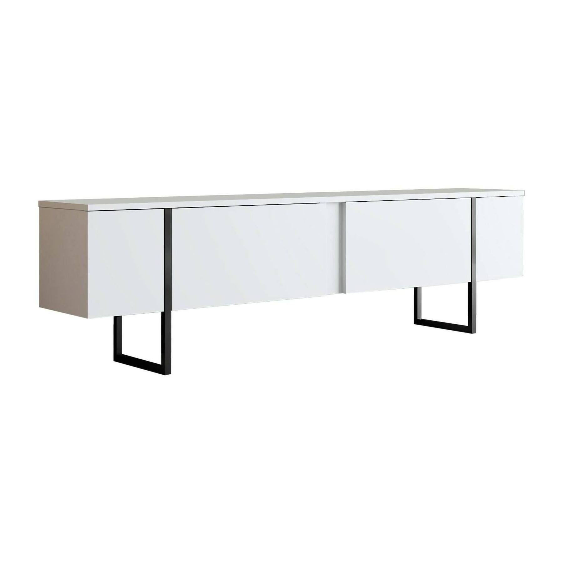 Mobile porta TV Dgridell, Credenza da soggiorno, Armadio basso per TV, Base parete attrezzata, 180x30h50 cm, Bianco e Nero