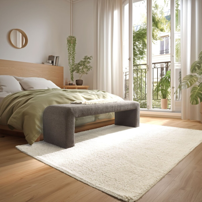 LEOPOLD - Banc en tissu petite bouclette taupe foncé