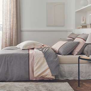 Parure de couette en percale esprit graphique - Beige foncé