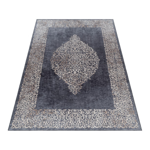 FIESTA - Tapis baroque médaillon noir