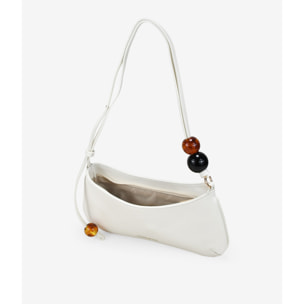 Bolso de hombro beige con cuentas marmoladas