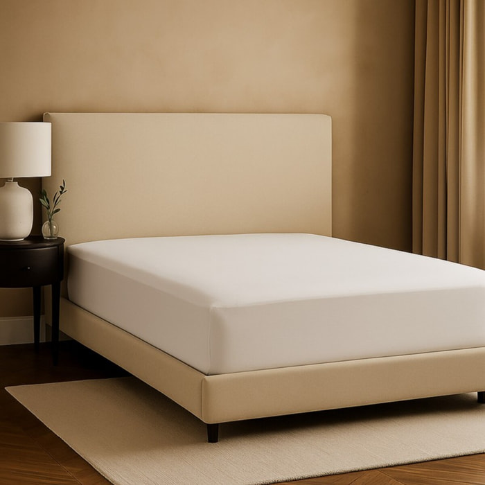 Drap housse en coton Blanc - Bonnet extensible