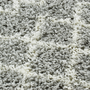 Asma - tapis shaggy de salon en laine artificielle style berbère gris et blanc - 150x220cm
