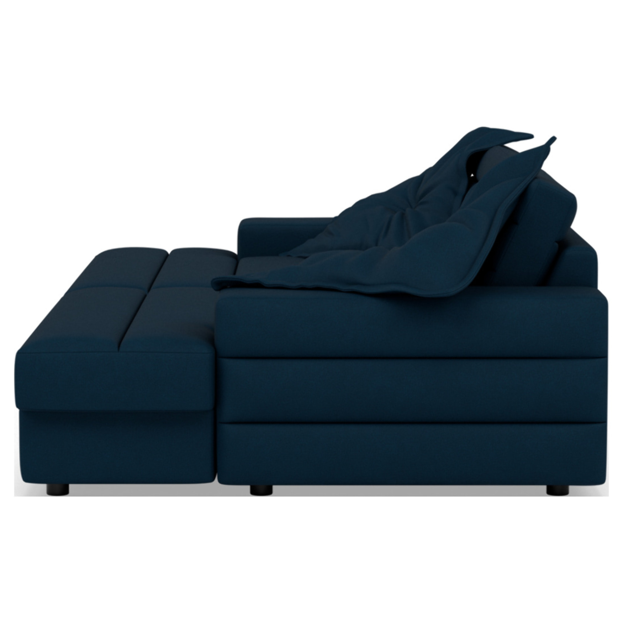 Giulia - canapé droit 4 places double méridienne - assise profonde - en tissu texturé - Bleu